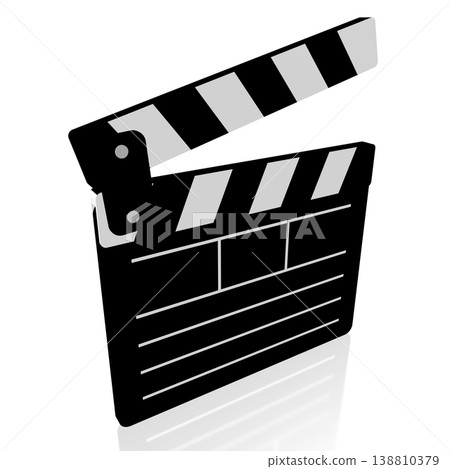 Clapperboard isolated on white background - 3D illustration 138810379