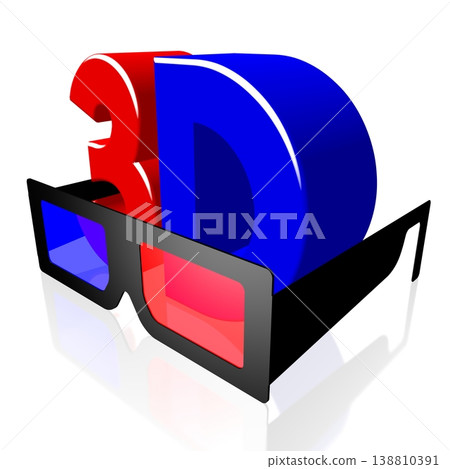 Cinema glasses and 3D word - three-dimensional movies concept 138810391