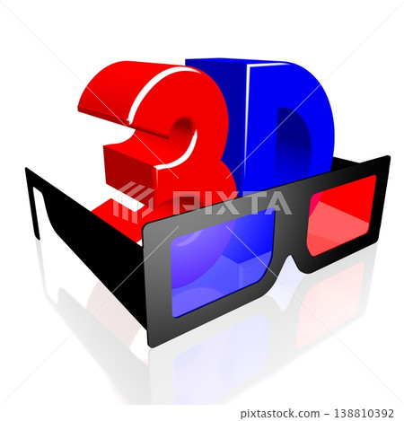 Cinema glasses and 3D word - three-dimensional movies concept 138810392