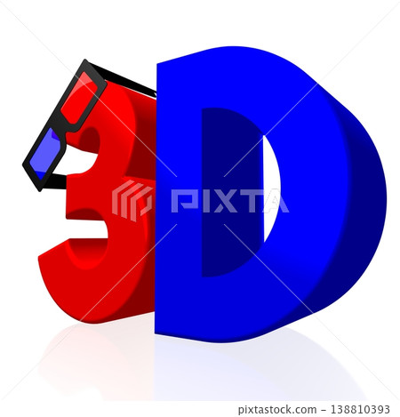 Cinema glasses and 3D word - three-dimensional movies concept 138810393