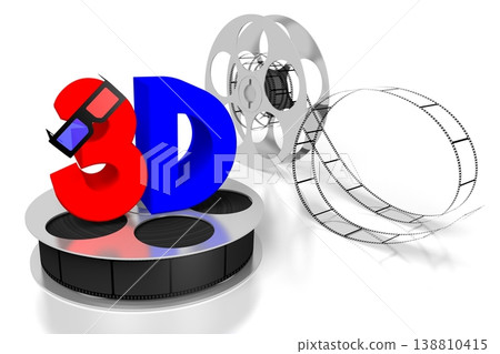 Film reel and 3D word - cinema, movie theater concept 138810415