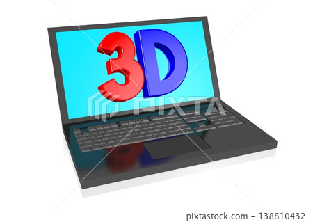 Red and blue 3D word on laptop screen 138810432