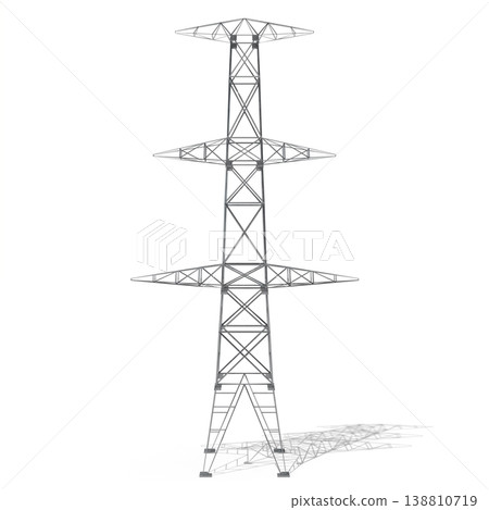 Electricity pylon on white background - 3D illustration Electricity pylon on white background - 3D illustration 138810719