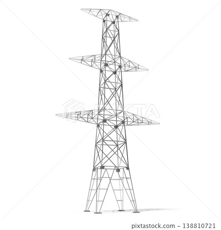 Electricity pylon on white background - 3D illustration Electricity pylon on white background - 3D illustration 138810721