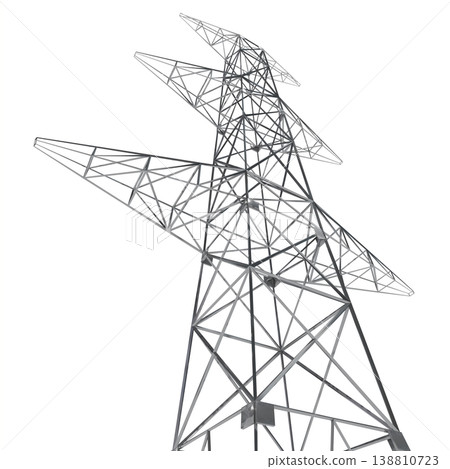 Electricity pylon on white background - 3D illustration 138810723