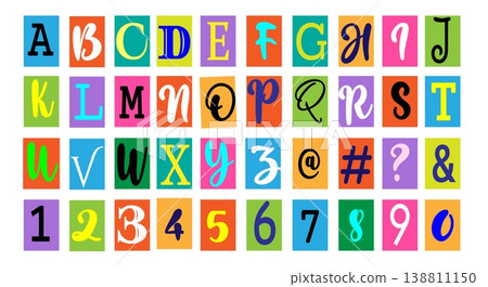 Cutout paper with letters numbers 138811150