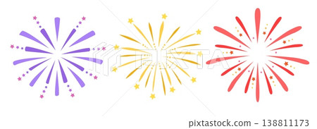Colorful fireworks with stars and sparks 138811173