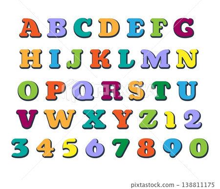 Cartoon letters and numbers Cartoon letters and numbers 138811175