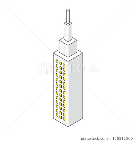 摩天大樓的等距線描圖 138811560