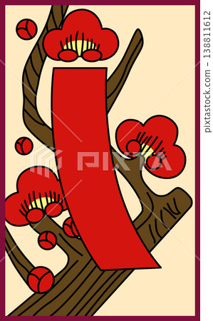 Plum blossom and red short hanafuda cards Plum blossom and red short hanafuda cards 138811612
