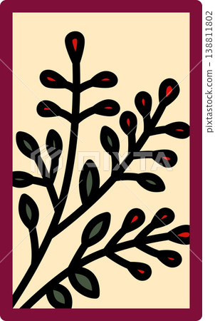 Mini Hanafuda cards featuring bush clover and dregs. Mini Hanafuda cards featuring bush clover and dregs. 138811802