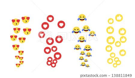 Social media emoji icons floating on white 138811849