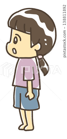 Two children standing facing sideways 138811892