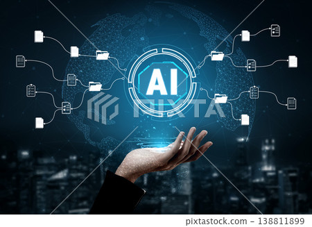 Futuristic Visualization of Artificial Intelligence with Global Connections and Data Flow Representing Technology and Innovation Concepts Quark Futuristic Visualization of Artificial Intelligence with Global Connections and Data Flow Representing Technology and Innovation Concepts Quark 138811899