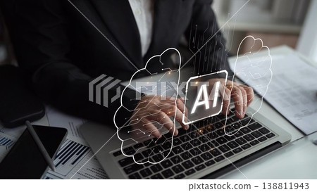 AI Brain Processing Data with Generative Artificial Intelligence Concept Muxer 138811943