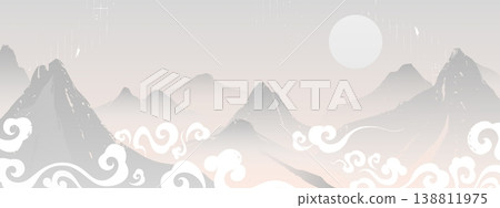 Abstract asian mountain landscape, oriental style 138811975