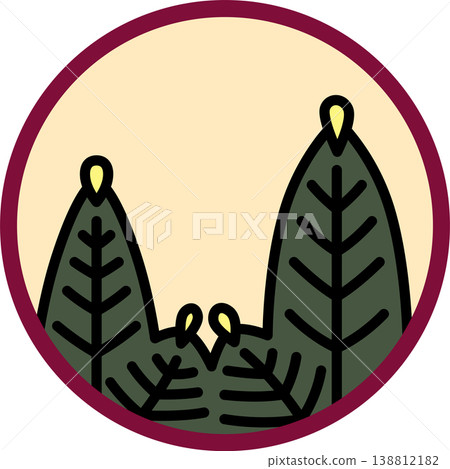 Circular Hanafuda cards featuring pine trees and dregs Circular Hanafuda cards featuring pine trees and dregs 138812182