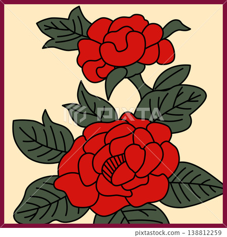 Peony and Kasu Square Hanafuda Cards Peony and Kasu Square Hanafuda Cards 138812259