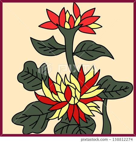 Chrysanthemum and Kasu square Hanafuda card 138812274