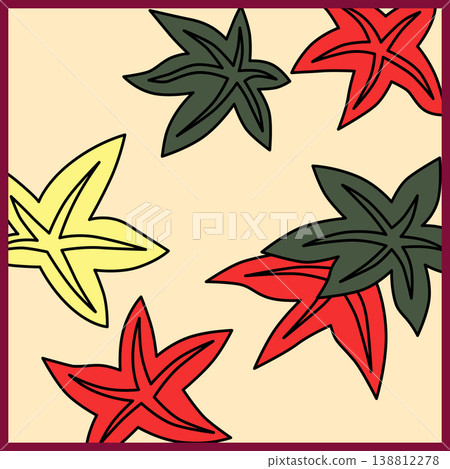 Maple leaf and square hanafuda cards 138812278