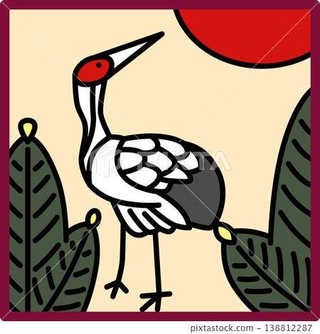 Square Hanafuda cards featuring pine trees and cranes. Square Hanafuda cards featuring pine trees and cranes. 138812287