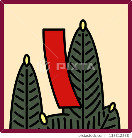 Pine tree and red short square Hanafuda card Pine tree and red short square Hanafuda card 138812288