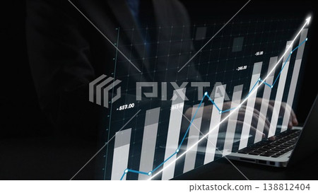 Professional Businessman Analyzing Digital Financial Data on Laptop Screen with Graphs and Charts in Dark Environment Copula Professional Businessman Analyzing Digital Financial Data on Laptop Screen with Graphs and Charts in Dark Environment Copula 138812404