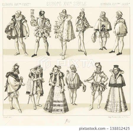 Illustrations of folk costumes from early modern Europe Illustrations of folk costumes from early modern Europe 138812425