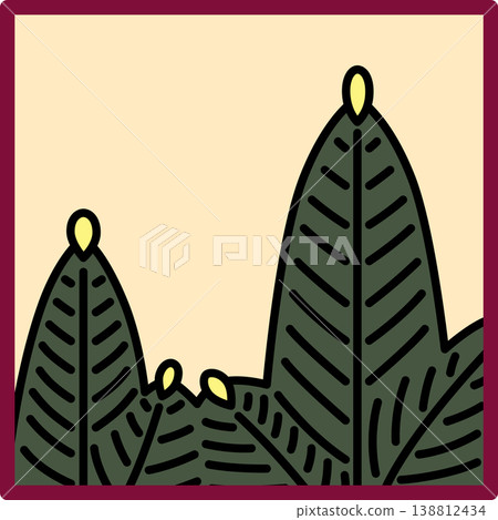 Square Hanafuda cards featuring pine trees and dregs. 138812434