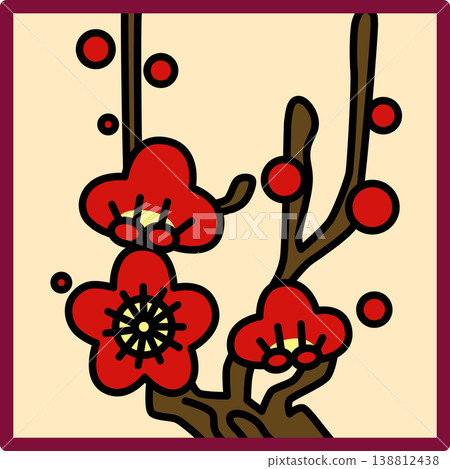 Square Hanafuda cards featuring plum blossoms and dregs. Square Hanafuda cards featuring plum blossoms and dregs. 138812438