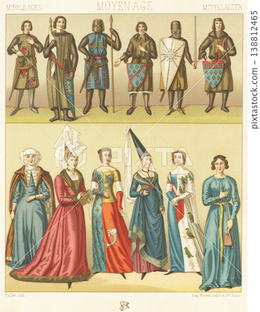 中世紀歐洲民間服飾插圖 138812465
