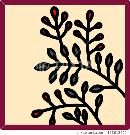 A square Hanafuda card featuring bush clover and dregs. A square Hanafuda card featuring bush clover and dregs. 138812521