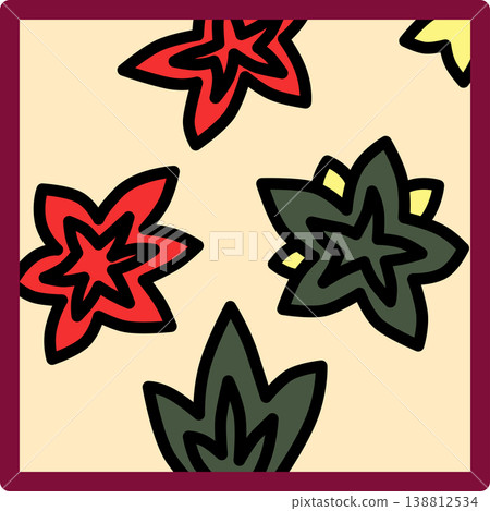 Maple leaf and square hanafuda cards Maple leaf and square hanafuda cards 138812534