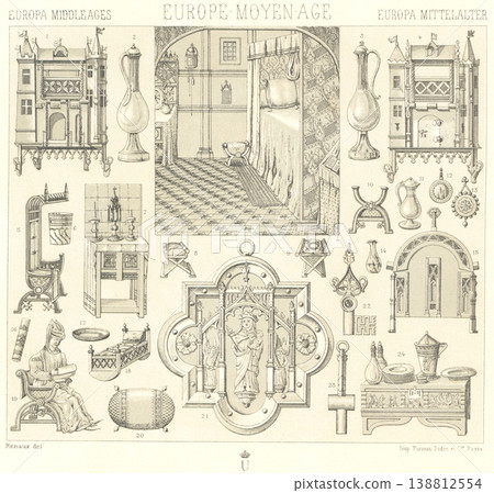 中世紀歐洲插圖 138812554