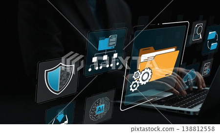 Innovative representation of digital security and data management concepts showing elements of artificial intelligence, focusing on technology and modern computing solutions. Sigmoid Innovative representation of digital security and data management concepts showing elements of artificial intelligence, focusing on technology and modern computing solutions. Sigmoid 138812558