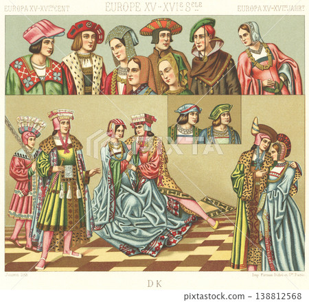 Illustrations of folk costumes from early modern Europe Illustrations of folk costumes from early modern Europe 138812568