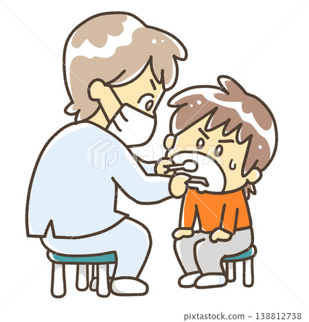 牙醫和孩子正在進行牙科檢查。 138812738