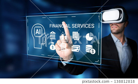 Professional man using virtual reality technology to explore financial services and innovative concepts in a digital environment with engaging interface Gluon Professional man using virtual reality technology to explore financial services and innovative concepts in a digital environment with engaging interface Gluon 138812818