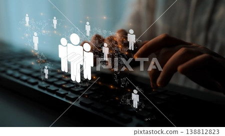 Global human network and workforce distribution on digital map Marrow Global human network and workforce distribution on digital map Marrow 138812823