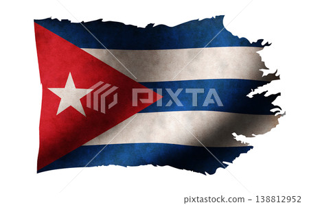 一張破損不堪的古巴國旗插圖（有污漬和破損） 138812952