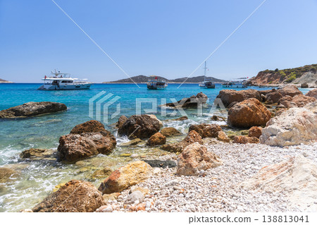 Landscape photo with rugged rocky coast. Kalkan, Turkey Landscape photo with rugged rocky coast. Kalkan, Turkey 138813041