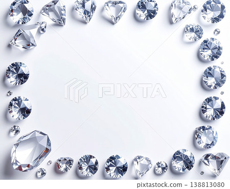 Frame background material surrounded by transparent diamond-like crystals 138813080