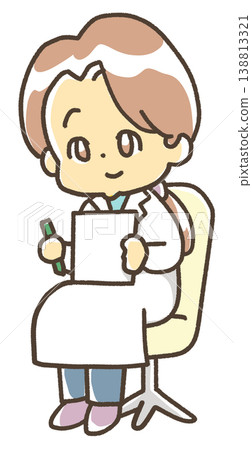 A doctor wearing a white coat examines a patient. A doctor wearing a white coat examines a patient. 138813321
