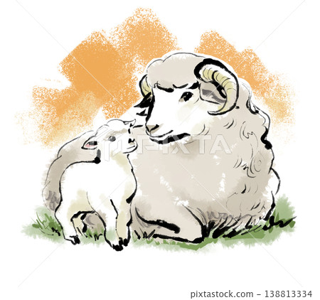 Parent and child sheep 138813334