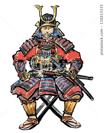 身披盔甲的武士坐像 138813335