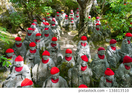 Jizo Bosatsu statues at Daisho-in Temple, Miyajima Island, Japan 138813510