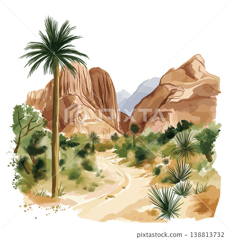Air and Tenere Reserve. Air and Tenere Reserve watercolor illustration on white background 138813732