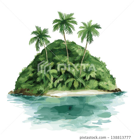 Bioko Island. Bioko Island hand drawn watercolor illustration on white background Bioko Island. Bioko Island hand drawn watercolor illustration on white background 138813777