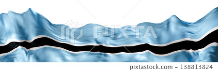 The Botswana flag displayed on a clear background shows a wavy effect that gives it a three-dimensional look. The design highlights the colors of the flag clearly The Botswana flag displayed on a clear background shows a wavy effect that gives it a three-dimensional look. The design highlights the colors of the flag clearly 138813824