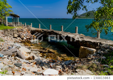 An abandoned old pier. An abandoned old pier. 138813863
